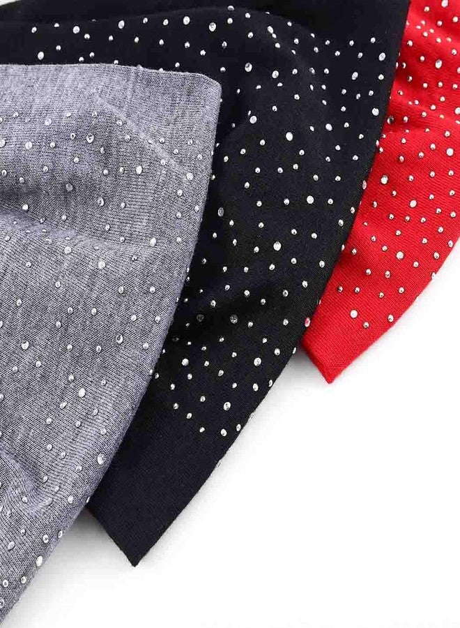 Bohend Boho Button Headband Wide Stretchy Daily Use Knotted Headwear Sport Athletic Yoga Gym Rhinestone Crystal Hair Accessories for Women and Girls(4pcs) (H) - Image 3